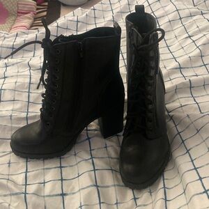 Black lace up boot Mossimo Supply Co. Black Lace-Up Block Heel Ankle Boots